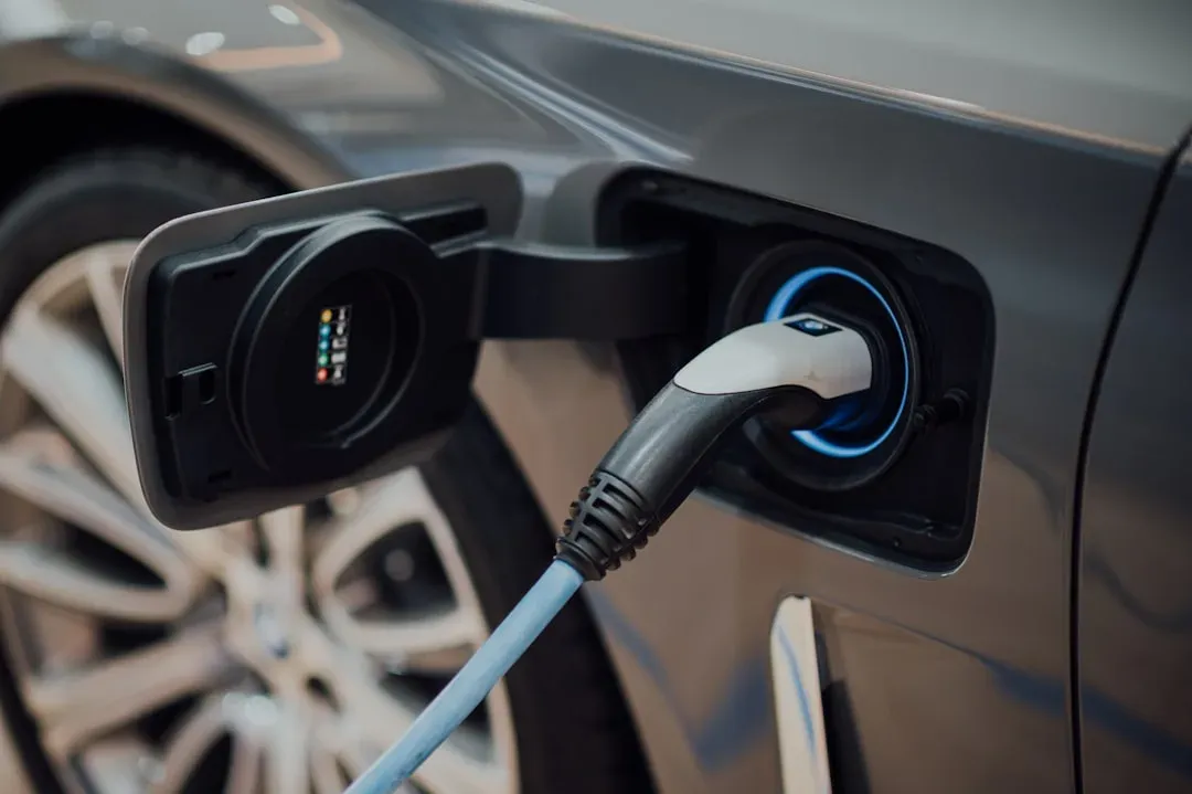 modern electric vehicle charging station with charging points