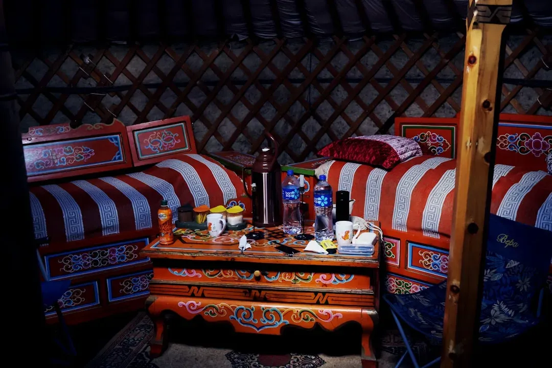 cozy yurt interior with comfortable furniture and decor